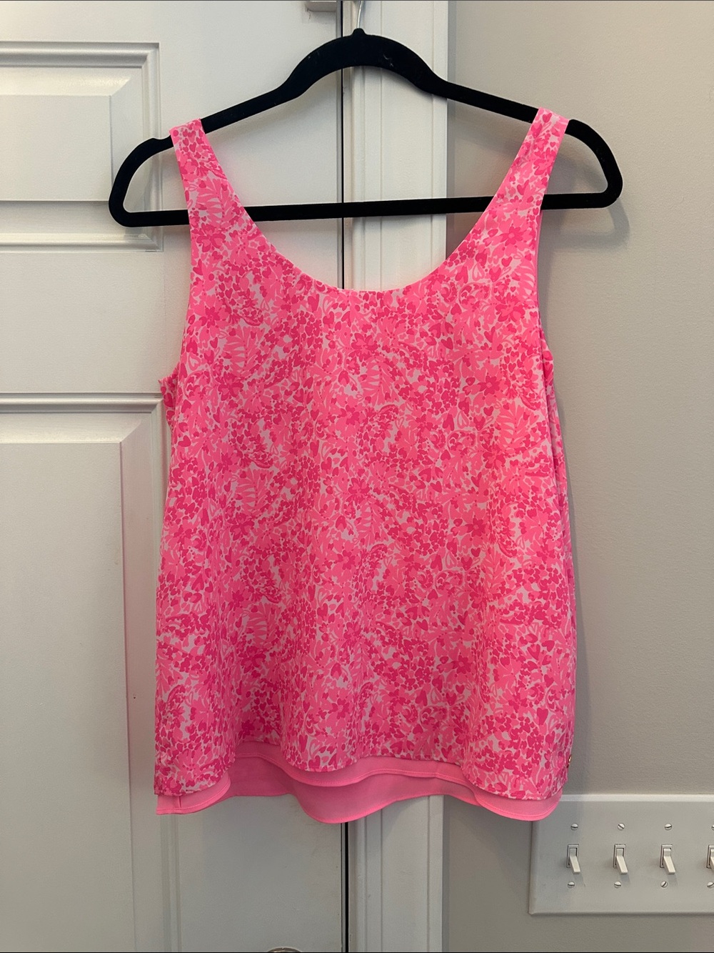 Lilly Women's Pink Floral Satin-Look Camisole Tank Top